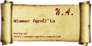 Wimmer Agnéta névjegykártya